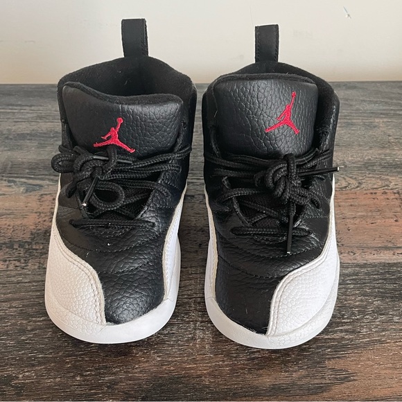 Nike Other - EUC KIDS JORDAN 12 RETRO 2 (TD) BLACK/VARSITY WHITE~SNEAKERS‼️BOX NOT INCLUDED‼️